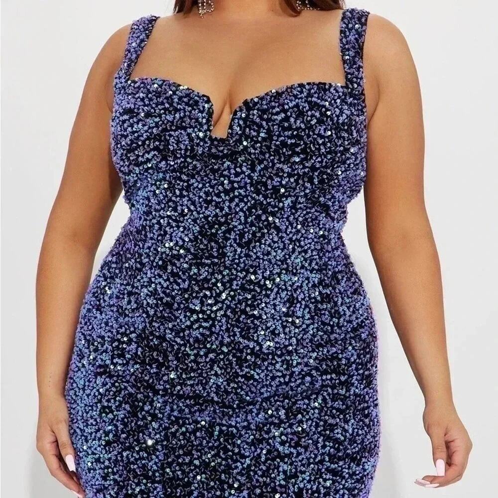 Fashion NOVA Womens Gown Sequin soft mermaid style dress Plus Size - Picture 3 of 14